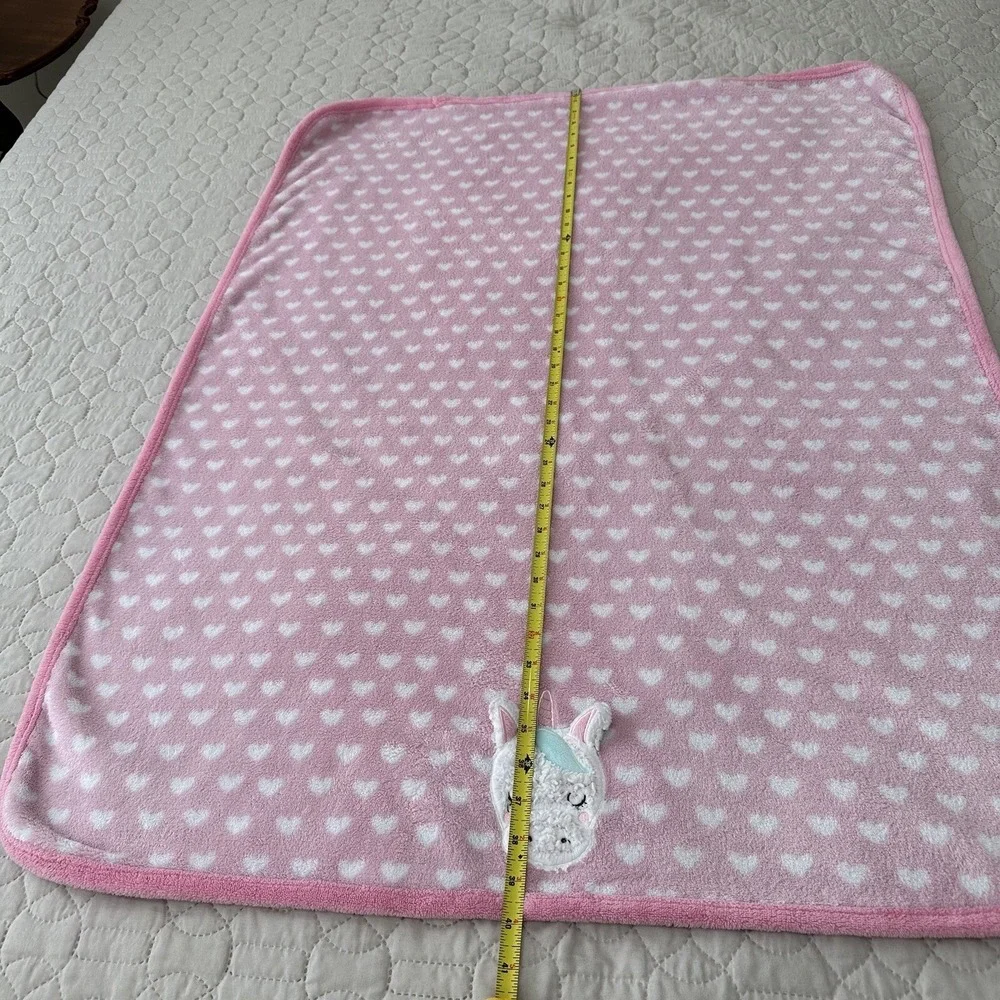 Parents Choice Baby Blanket Unicorn Heart Pink White Security Lovey Plush Sherpa